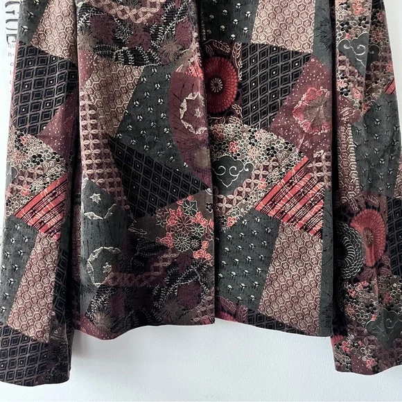 Vintage 70s Bohemian Hippie Patchwork Tapestry Velvet Jacket Size 14 - Picture 5 of 10